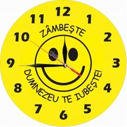 Ceas perete rotund,  Zambeste, Dumnezeu te iubeste!